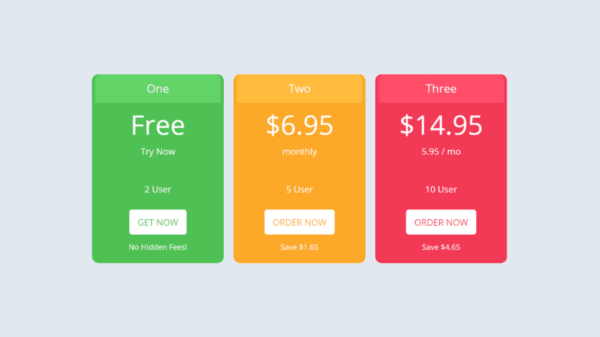 Pricing widget